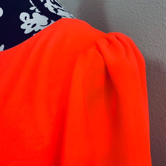NWT Dress w/ Flutter Sleeves, Vibrant Orange - Picture 3 of 7